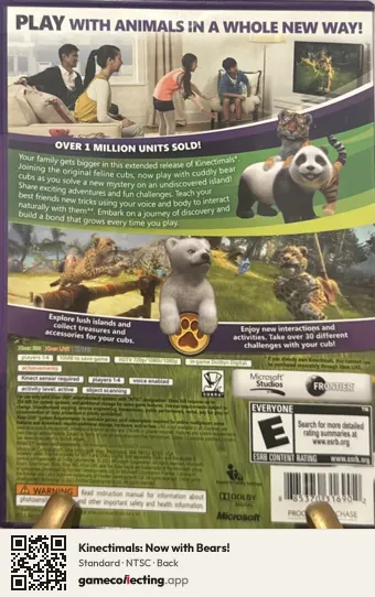 Kinectimals: Now with Bears! Xbox 360, NTSC box back