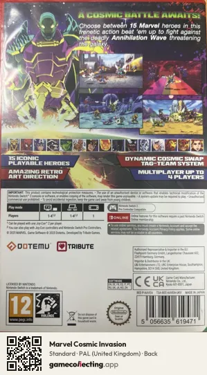 Marvel Cosmic Invasion Nintendo Switch 2, United Kingdom box back