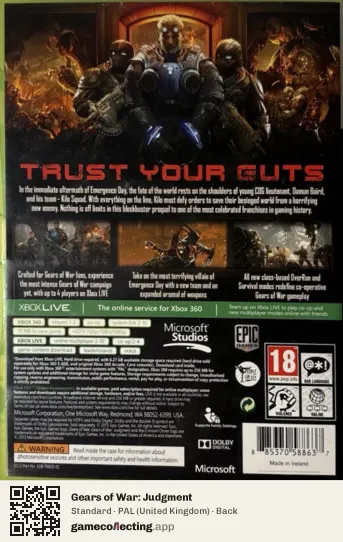 Gears of War: Judgment Xbox 360, United Kingdom box back