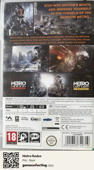 Metro Redux Nintendo Switch, PAL box back
