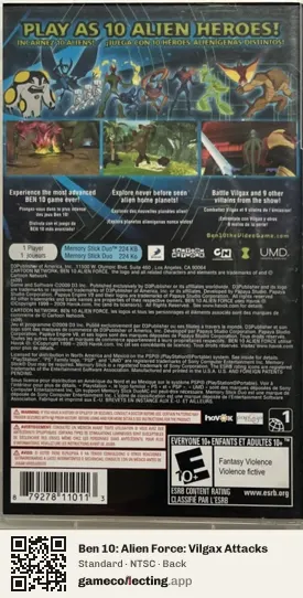 Ben 10: Alien Force: Vilgax Attacks PlayStation Portable, NTSC box back
