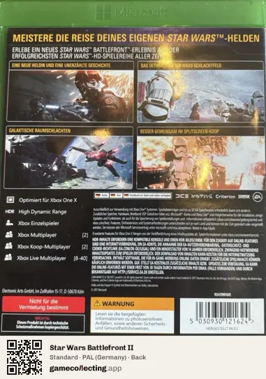 Star Wars Battlefront II Xbox One, Germany box back