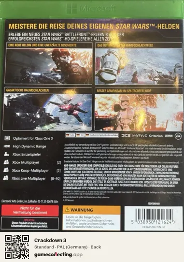 Crackdown 3 Xbox One, Germany box back