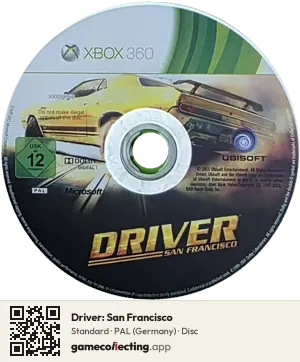 Driver: San Francisco Xbox 360, PAL disc