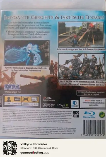 Valkyria Chronicles PlayStation 3, Germany box back
