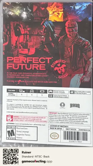 Ruiner Nintendo Switch, NTSC box back