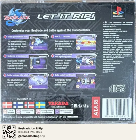 Beyblade: Let it Rip! PlayStation, PAL box back