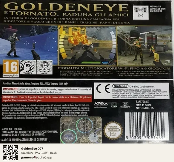 GoldenEye 007 Nintendo DS, Italy box back