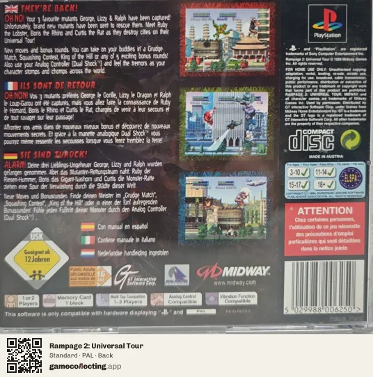 Rampage 2: Universal Tour PlayStation, PAL box back