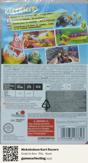Nickelodeon Kart Racers Nintendo Switch, PAL box back