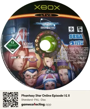 Phantasy Star Online Episode I & II Xbox, PAL disc