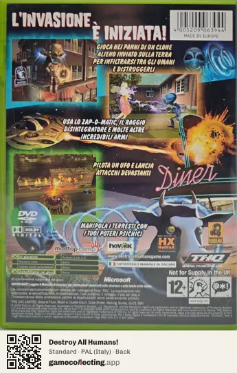 Destroy All Humans! Xbox, Italy box back