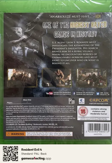 Resident Evil 4 Xbox One, PAL box back