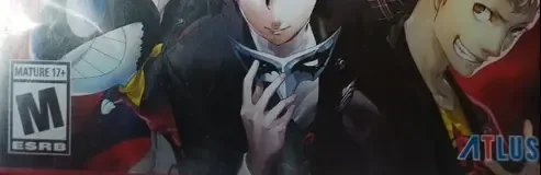 Persona 5, the ESRB box on its front