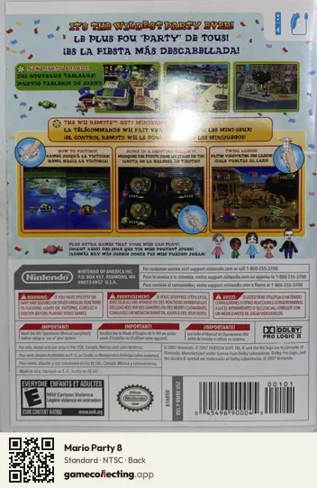 Mario Party 8 Nintendo Wii, NTSC box back