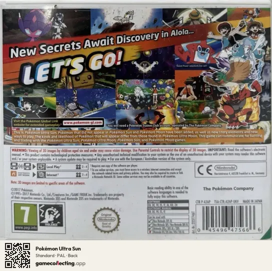 Pokémon Ultra Sun Nintendo 3DS, PAL box back