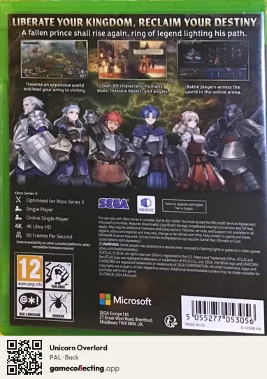 Unicorn Overlord Xbox Series X, PAL box back