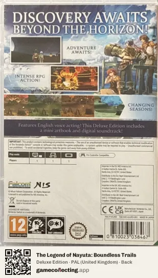 The Legend of Nayuta: Boundless Trails Nintendo Switch, United Kingdom box back