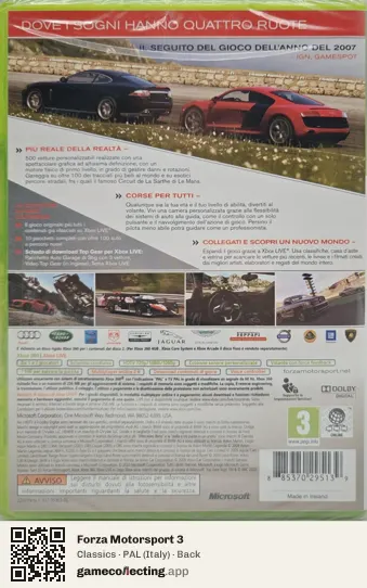 Forza Motorsport 3 Xbox 360, Italy box back