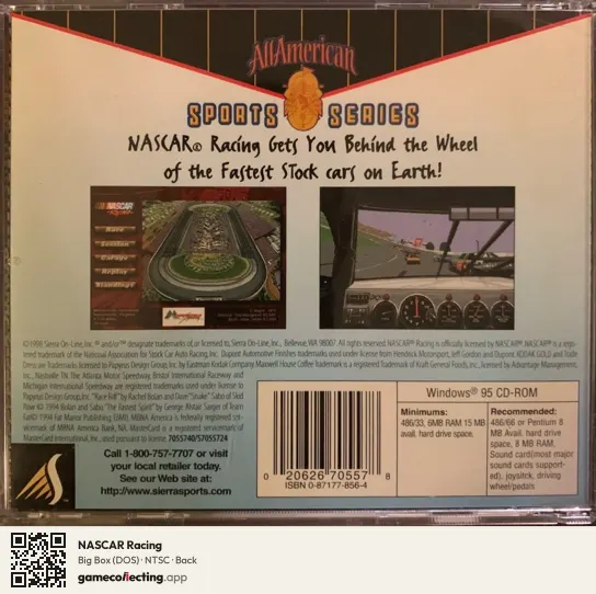 NASCAR Racing Computer, NTSC box back