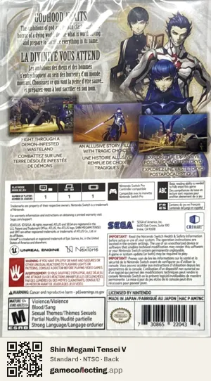 Shin Megami Tensei V Nintendo Switch, NTSC box back