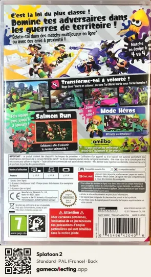 Splatoon 2 Nintendo Switch, France box back
