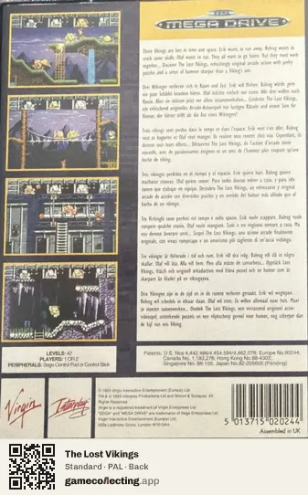 The Lost Vikings Sega Mega Drive / Genesis, PAL box back