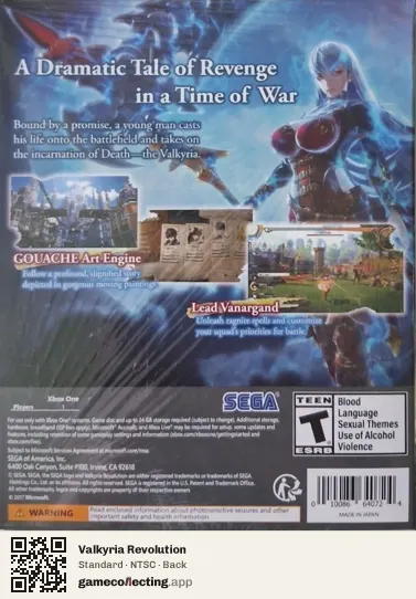 Valkyria Revolution Xbox One, NTSC box back