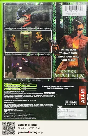 Enter the Matrix Xbox, NTSC box back