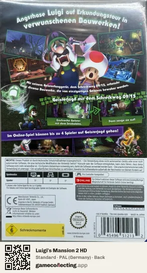 Luigi's Mansion 2 HD Nintendo Switch, Germany box back