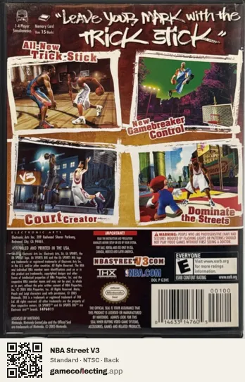 NBA Street V3 Nintendo GameCube, NTSC box back