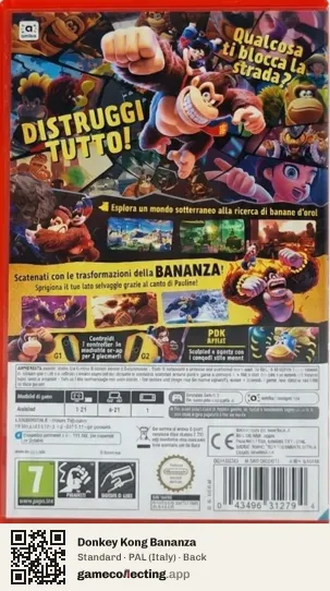 Donkey Kong Bananza Nintendo Switch 2, Italy box back
