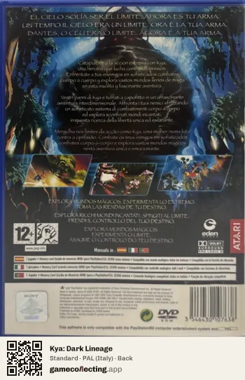 Kya: Dark Lineage PlayStation 2, Italy box back