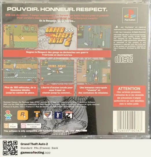 Grand Theft Auto 2 PlayStation, France box back