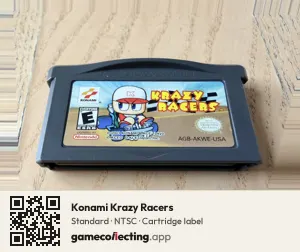 Konami Krazy Racers Game Boy Advance, NTSC cartridge label