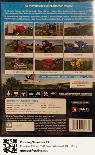 Farming Simulator 22 Computer, PAL box back