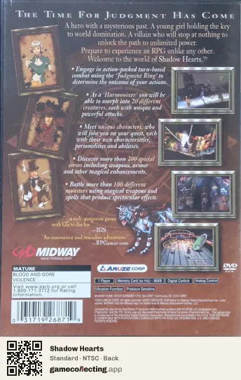 Shadow Hearts PlayStation 2, NTSC box back