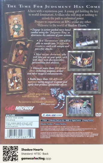 Shadow Hearts PlayStation 2, NTSC box back