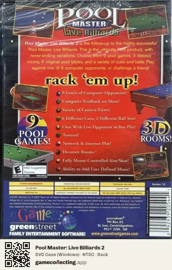 Pool Master: Live Billiards 2 Computer, NTSC box back