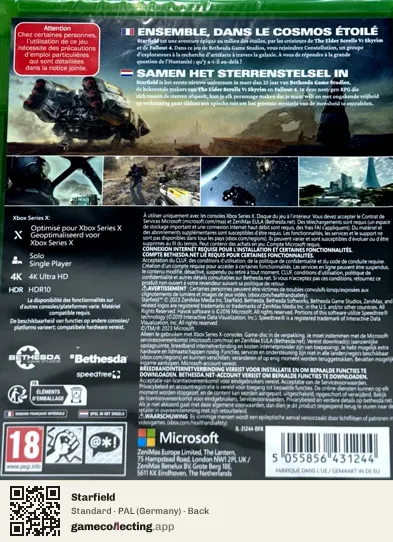 Starfield Xbox Series X, Germany box back