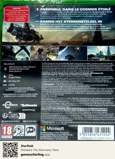 Starfield Xbox Series X, Germany box back