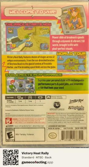 Victory Heat Rally Nintendo Switch, NTSC box back