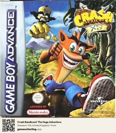 Crash Bandicoot: The Huge Adventure Game Boy Advance, United Kingdom box front