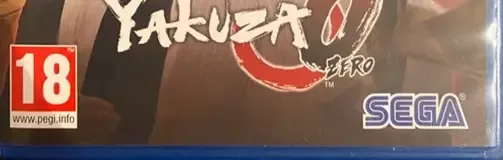 Yakuza 0, the PEGI square on its front
