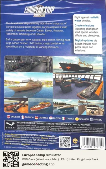 European Ship Simulator Computer, United Kingdom box back