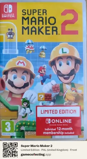 Super Mario Maker 2 Nintendo Switch, United Kingdom box front