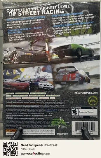 Need for Speed: ProStreet Xbox 360, NTSC box back