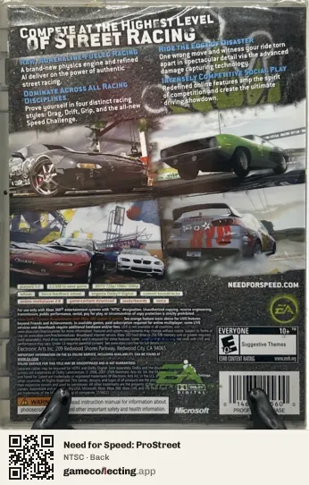 Need for Speed: ProStreet Xbox 360, NTSC box back
