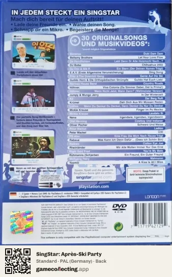 SingStar: Après-Ski Party PlayStation 2, Germany box back