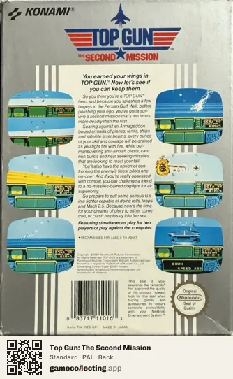 Top Gun: The Second Mission Nintendo Entertainment System, PAL box back